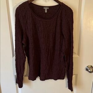 J. Jill Rich Maroon Textured Long Sleeve Top